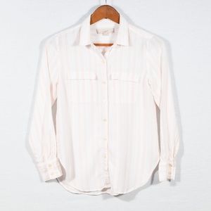 LOFT XSP Pink and White Stripe Women's Button Down